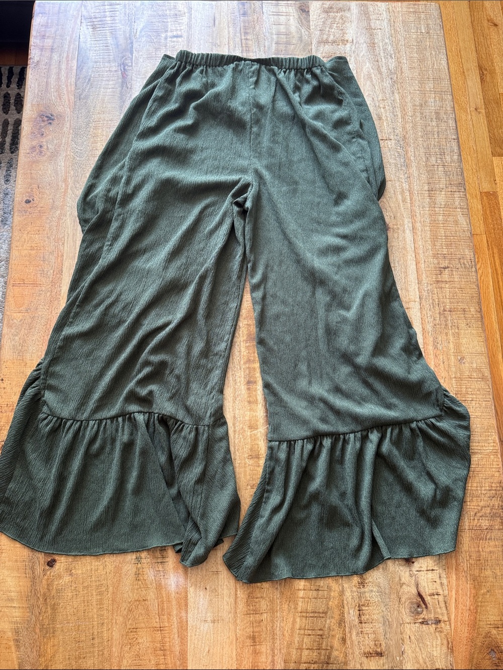 Olive Ruffle Wide-Leg Jumpsuit Pants - Picture 6 of 6